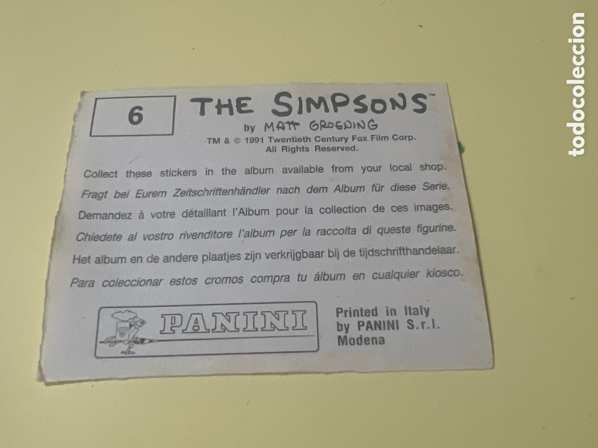 Coleccionismo cromos antiguos: C3817. THE SIMPSONS PANINI - NUMERO 6 - Foto 2