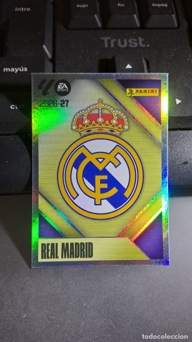 Coleccionismo cromos antiguos: CROMO ESCUDO REAL MADRID 1 LIGA 2026 2027 26 27 ESTE PANINI NUNCA PEGADO
