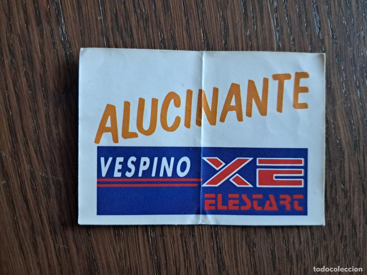Coleccionismo cromos antiguos: cromo adhesivo de bollycao, bollymarcas a&ntilde;os 80, Aluc&iacute;nante Vespino XE elestart. sin pegar.