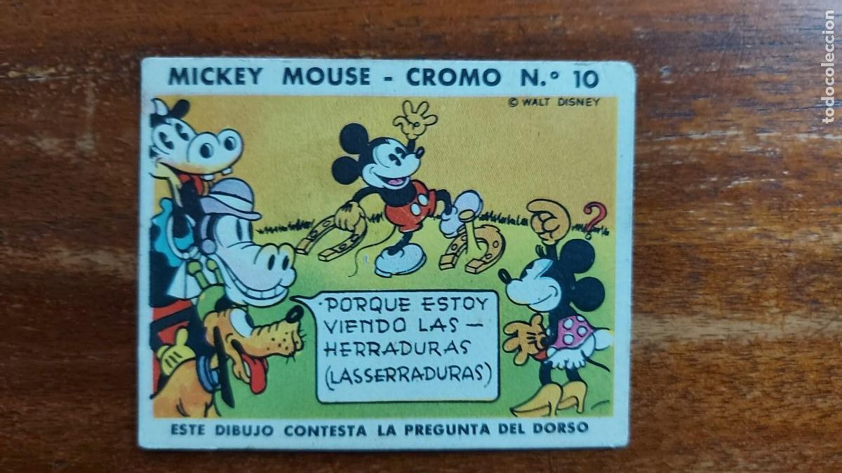 Collectable Antique Stickers: N&uacute;mero 10 de MICKEY MOUSE de la colecci&oacute;n de Chicle / Goma Mascar BOBLERO - SIN PEGAR - BUEN ESTADO