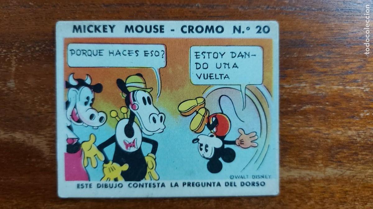 Collectionnisme Cartes &agrave; collectionner anciennes: N&uacute;mero 20 de MICKEY MOUSE de la colecci&oacute;n de Chicle / Goma Mascar BOBLERO - SIN PEGAR - BUEN ESTADO