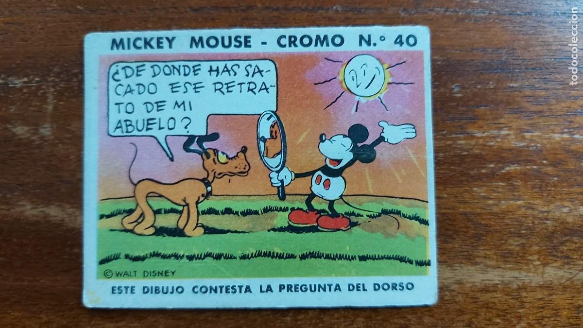 Sammeln alte Sammelbilder: N&uacute;mero 40 de MICKEY MOUSE de la colecci&oacute;n de Chicle / Goma Mascar BOBLERO - SIN PEGAR - BUEN ESTADO