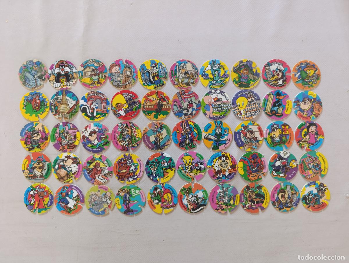 Coleccionismo cromos antiguos: LOTE 50 TAZOS WORLD FLIPPO - SERIE CASI COMPLETA - 50 DE 60 - SMITHS - 1996 - WARNER BROS (Q7D#w)