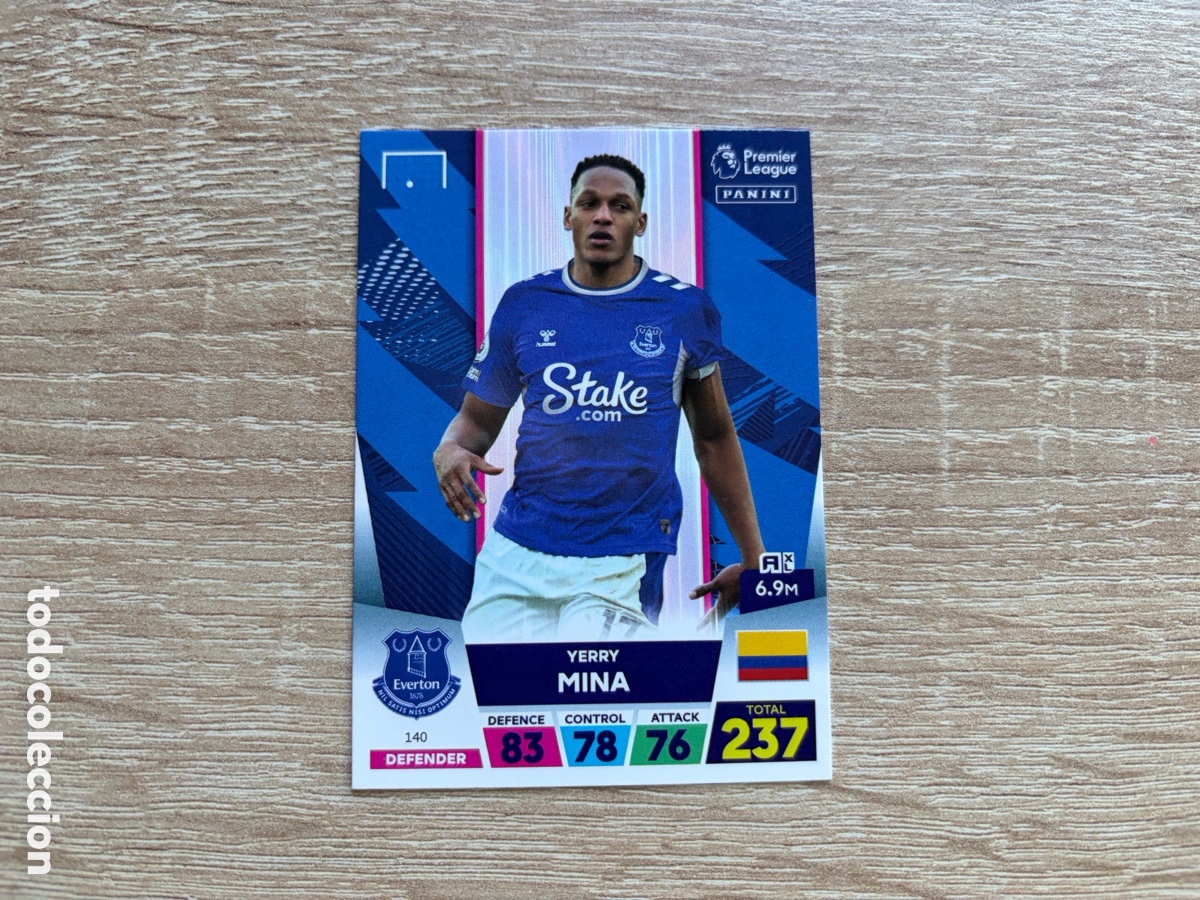 Coleccionismo cromos antiguos: 140 YERRY MINA PANINI ADRENALYN XL PREMIER LEAGUE 2022 2023 22 23 EVERTON FC