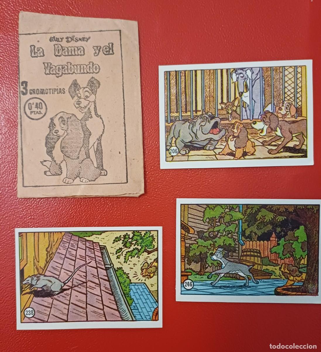 Coleccionismo cromos antiguos: SOBRE CROMOS ABIERTO MAS 3 CROMOS LA DAMA Y EL VAGABUNDO