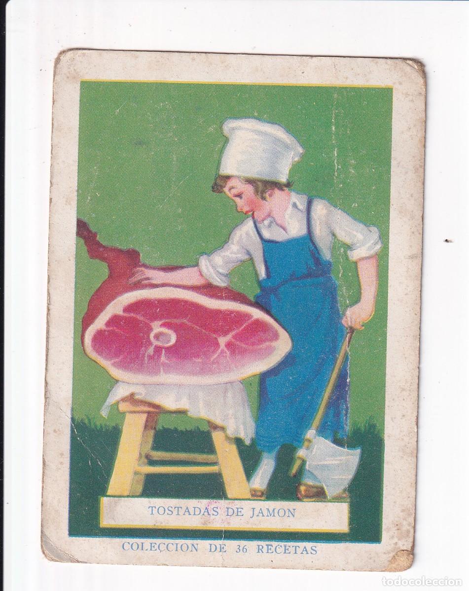 Coleccionismo cromos antiguos: COLECCION DE 36 RECETAS : NUMERO 30: TOSTADAS DE JAMON -. CHOCOLATE AMATLLER