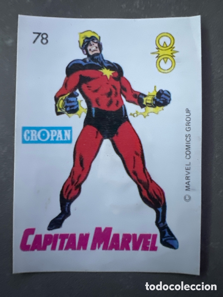 Collectable Antique Stickers: CROMO CROPAN DESCUBRE A TUS H&Eacute;ROES N&Uacute;MERO 78 CAPIT&Aacute;N MARVEL. DESPEGADO