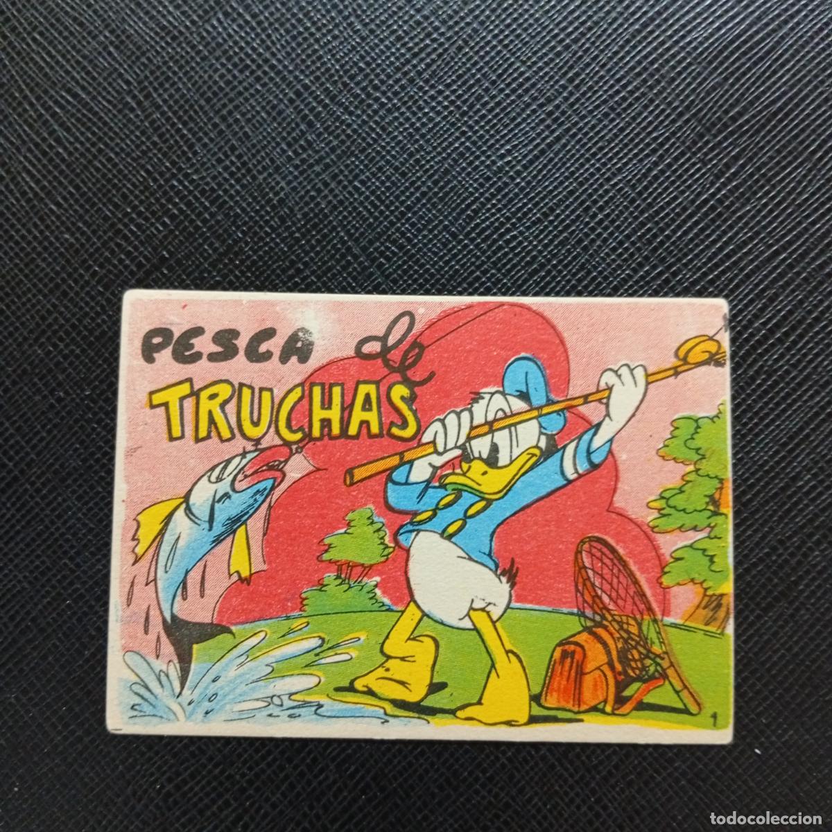 Coleccionismo cromos antiguos: 1 PESCA DE TRUCHAS CHOCOLATES LLOVERAS DISNEY 1948 CROMO - SIN PEGAR - A214 PG1