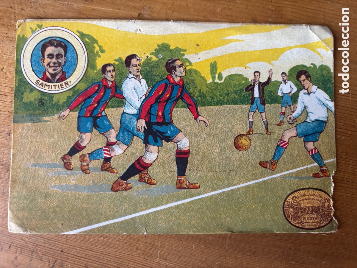Collectionnisme Cartes &agrave; collectionner anciennes: Tarjeta cromo Samitier Barcelona. Foot ball chocolates Orthi