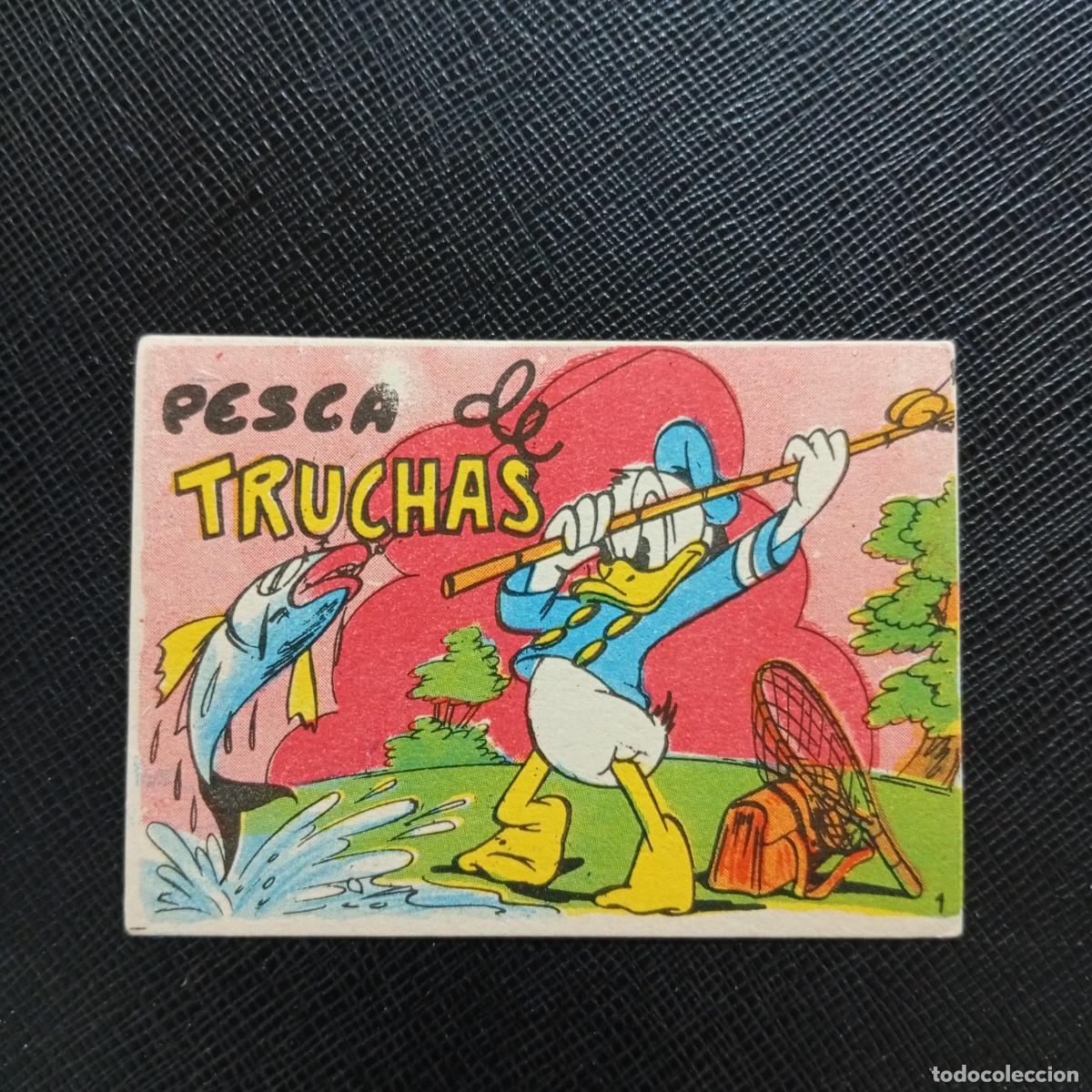 Coleccionismo cromos antiguos: 1 PESCA DE TRUCHAS CHOCOLATES LLOVERAS DISNEY 1948 CROMO - SIN PEGAR - A214 PG1 B