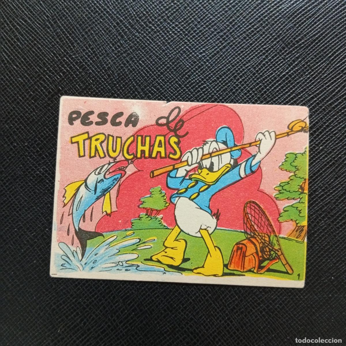 Coleccionismo cromos antiguos: 1 PESCA DE TRUCHAS CHOCOLATES LLOVERAS DISNEY 1948 CROMO - SIN PEGAR - A214 PG10
