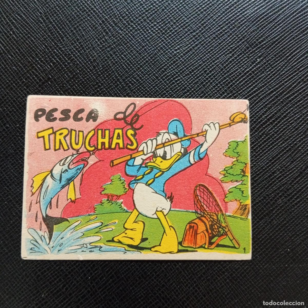 Coleccionismo cromos antiguos: 1 PESCA DE TRUCHAS CHOCOLATES LLOVERAS DISNEY 1948 CROMO - SIN PEGAR - A214 PG10 B