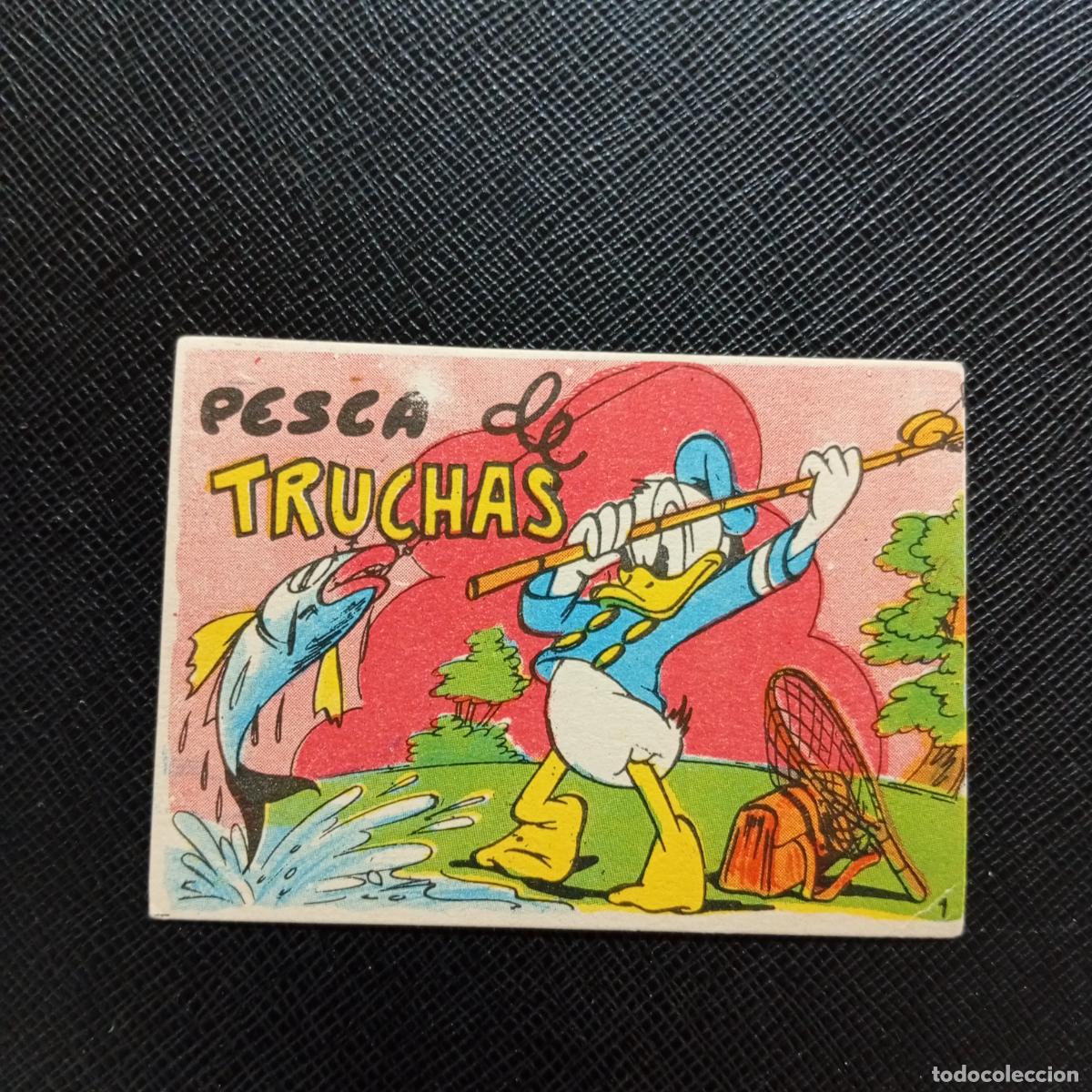 Coleccionismo cromos antiguos: 1 PESCA DE TRUCHAS CHOCOLATES LLOVERAS DISNEY 1948 CROMO - SIN PEGAR - A214 PG19