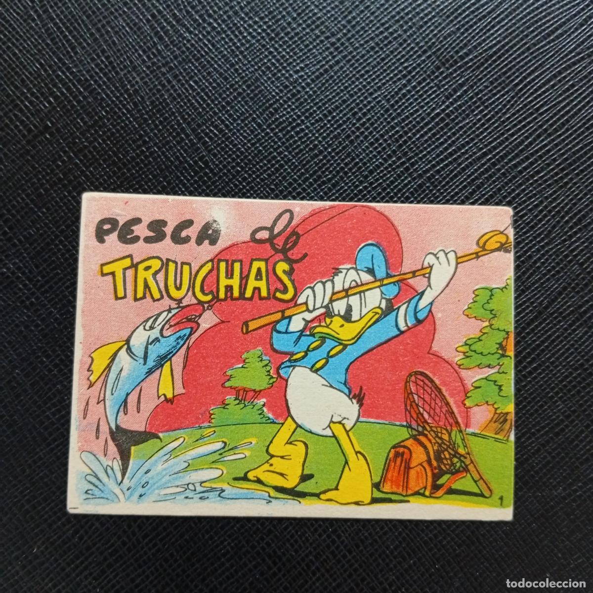 Coleccionismo cromos antiguos: 1 PESCA DE TRUCHAS CHOCOLATES LLOVERAS DISNEY 1948 CROMO - SIN PEGAR - A214 PG19 B