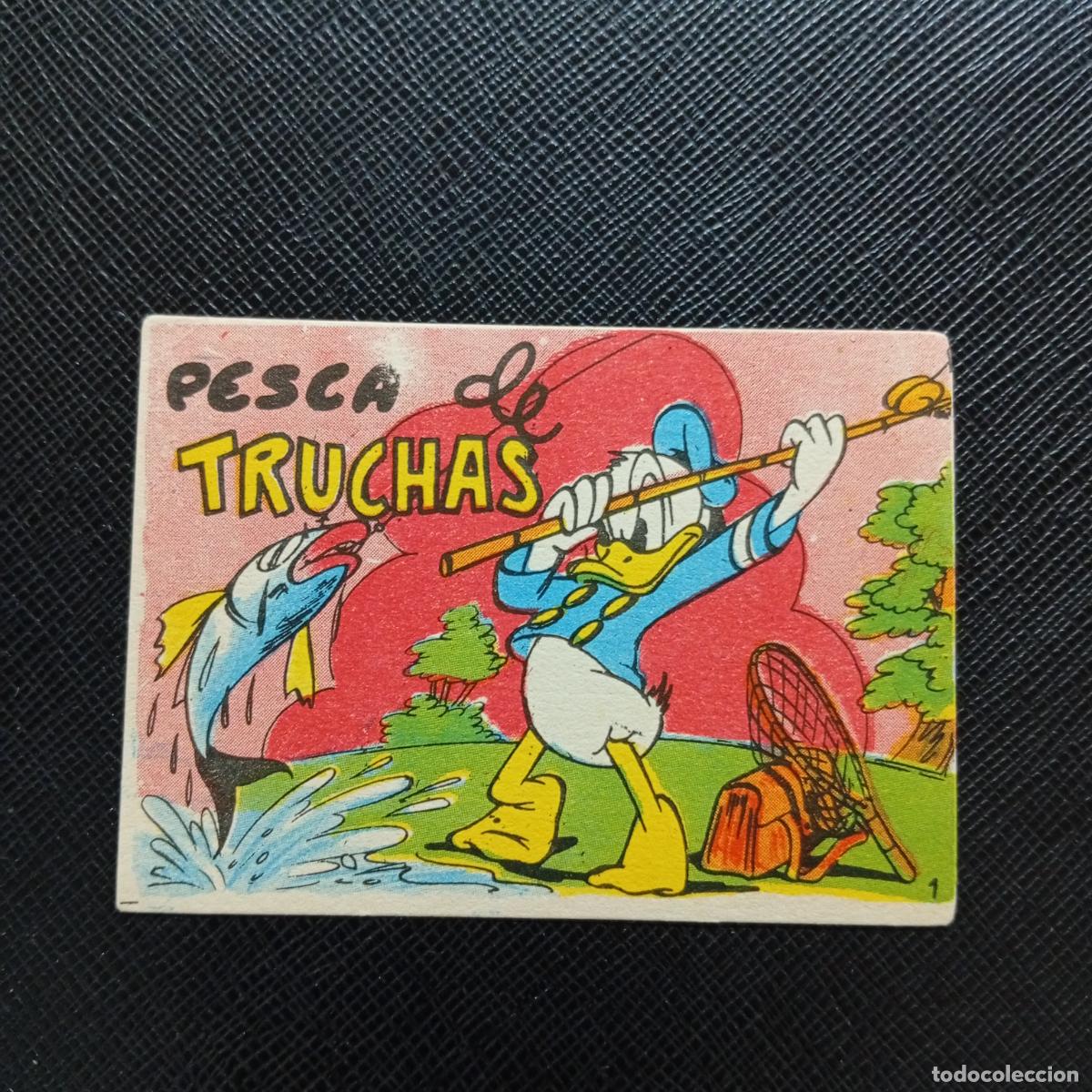 Coleccionismo cromos antiguos: 1 PESCA DE TRUCHAS CHOCOLATES LLOVERAS DISNEY 1948 CROMO - SIN PEGAR - A214 PG28 B