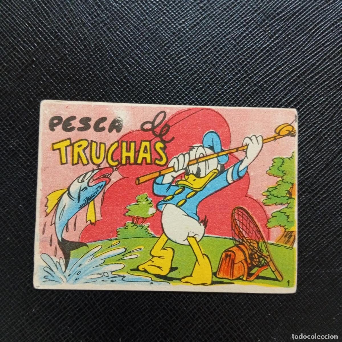 Coleccionismo cromos antiguos: 1 PESCA DE TRUCHAS CHOCOLATES LLOVERAS DISNEY 1948 CROMO - SIN PEGAR - A214 PG37