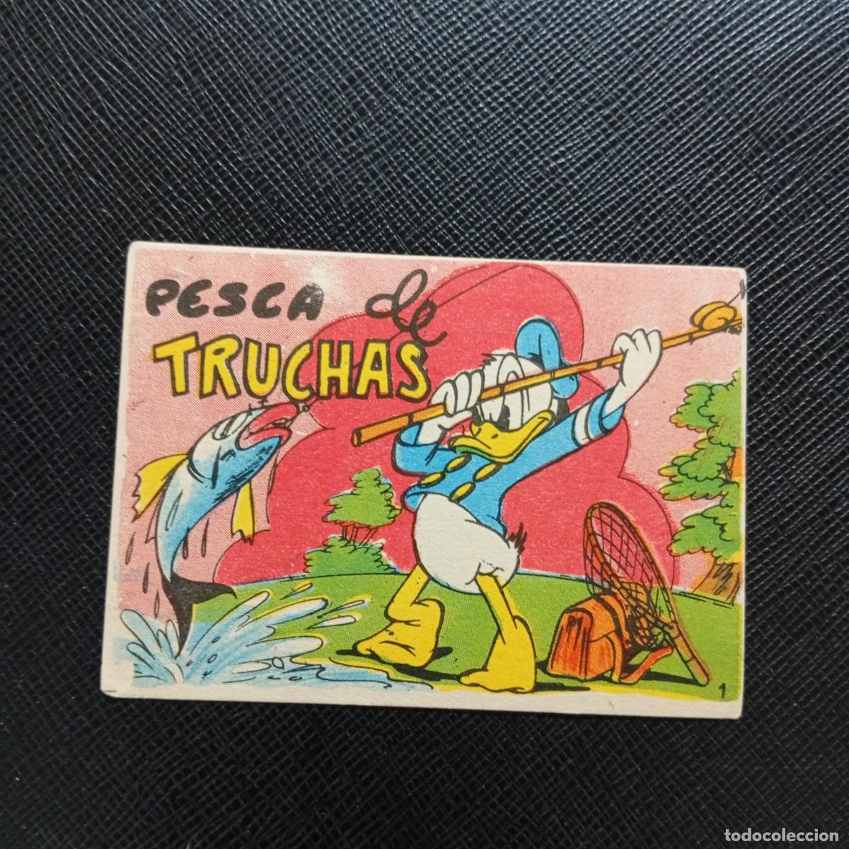 Coleccionismo cromos antiguos: 1 PESCA DE TRUCHAS CHOCOLATES LLOVERAS DISNEY 1948 CROMO - SIN PEGAR - A214 PG37 B