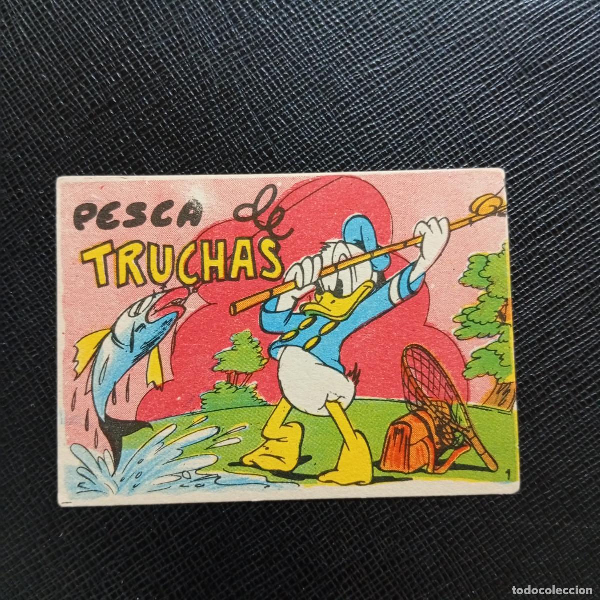 Coleccionismo cromos antiguos: 1 PESCA DE TRUCHAS CHOCOLATES LLOVERAS DISNEY 1948 CROMO - SIN PEGAR - A214 PG46