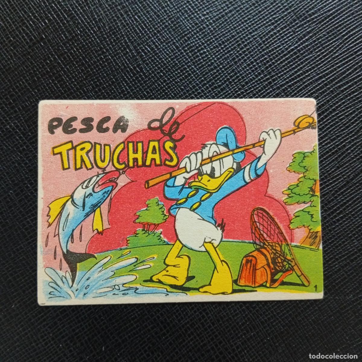 Coleccionismo cromos antiguos: 1 PESCA DE TRUCHAS CHOCOLATES LLOVERAS DISNEY 1948 CROMO - SIN PEGAR - A214 PG46 B
