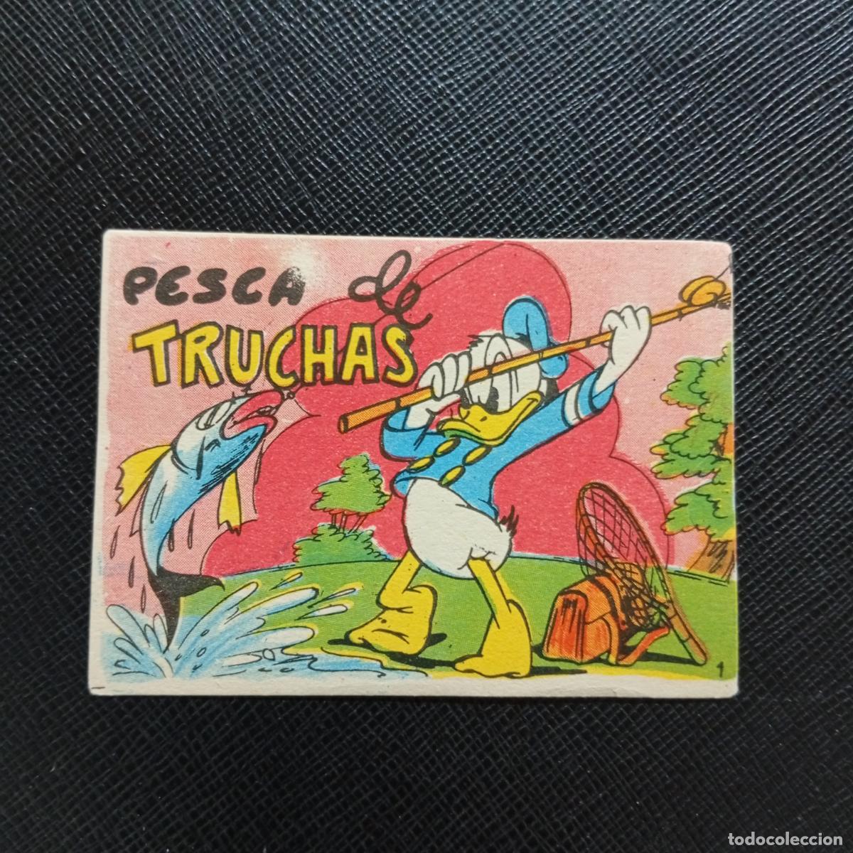 Coleccionismo cromos antiguos: 1 PESCA DE TRUCHAS CHOCOLATES LLOVERAS DISNEY 1948 CROMO - SIN PEGAR - A214 PG55