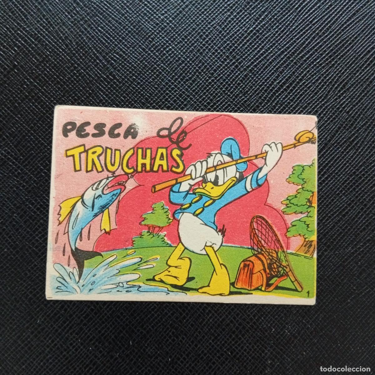 Coleccionismo cromos antiguos: 1 PESCA DE TRUCHAS CHOCOLATES LLOVERAS DISNEY 1948 CROMO - SIN PEGAR - A214 PG55 B