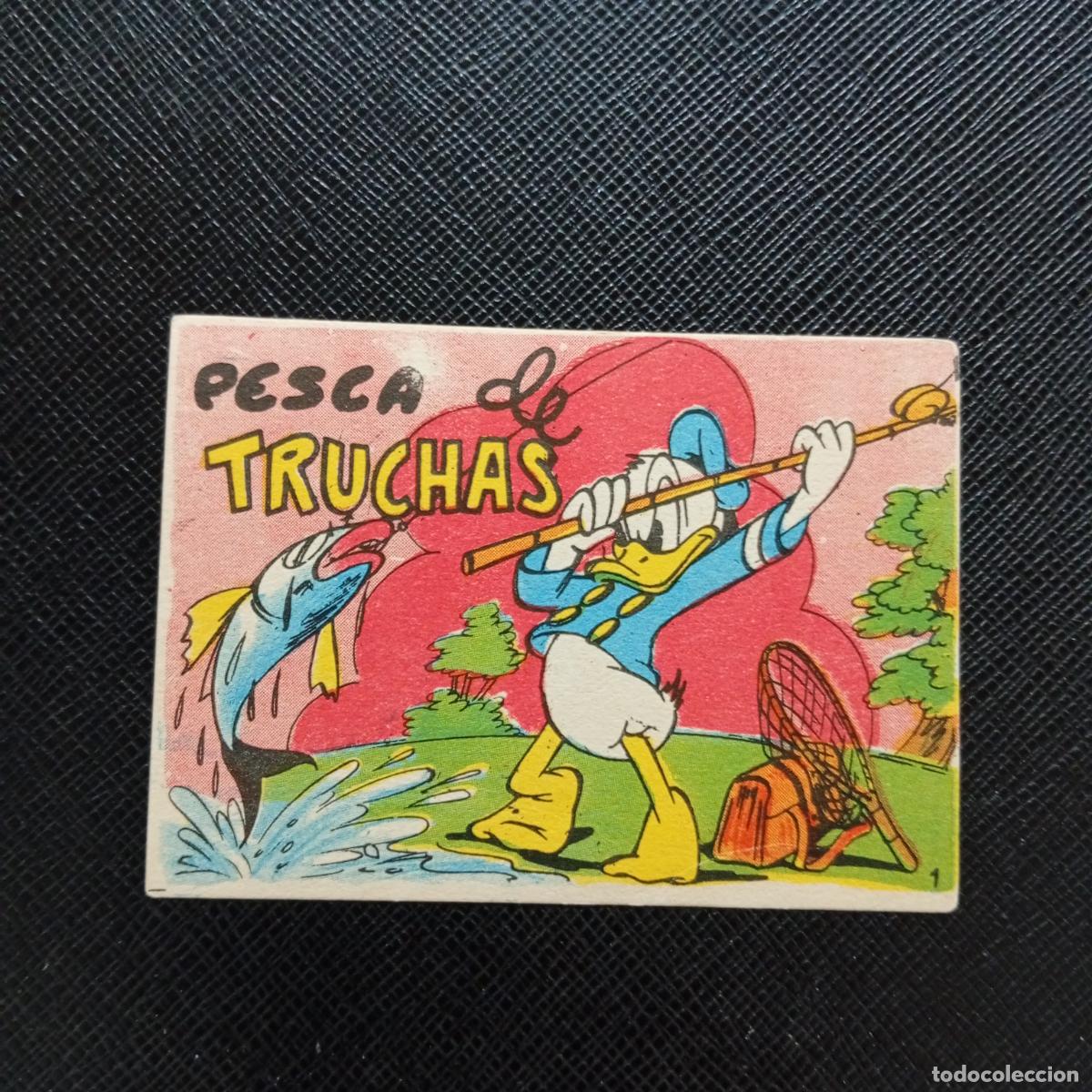 Coleccionismo cromos antiguos: 1 PESCA DE TRUCHAS CHOCOLATES LLOVERAS DISNEY 1948 CROMO - SIN PEGAR - A214 PG64