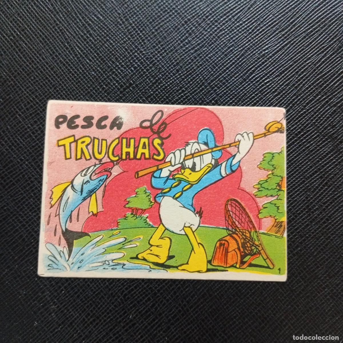 Coleccionismo cromos antiguos: 1 PESCA DE TRUCHAS CHOCOLATES LLOVERAS DISNEY 1948 CROMO - SIN PEGAR - A214 PG64 B