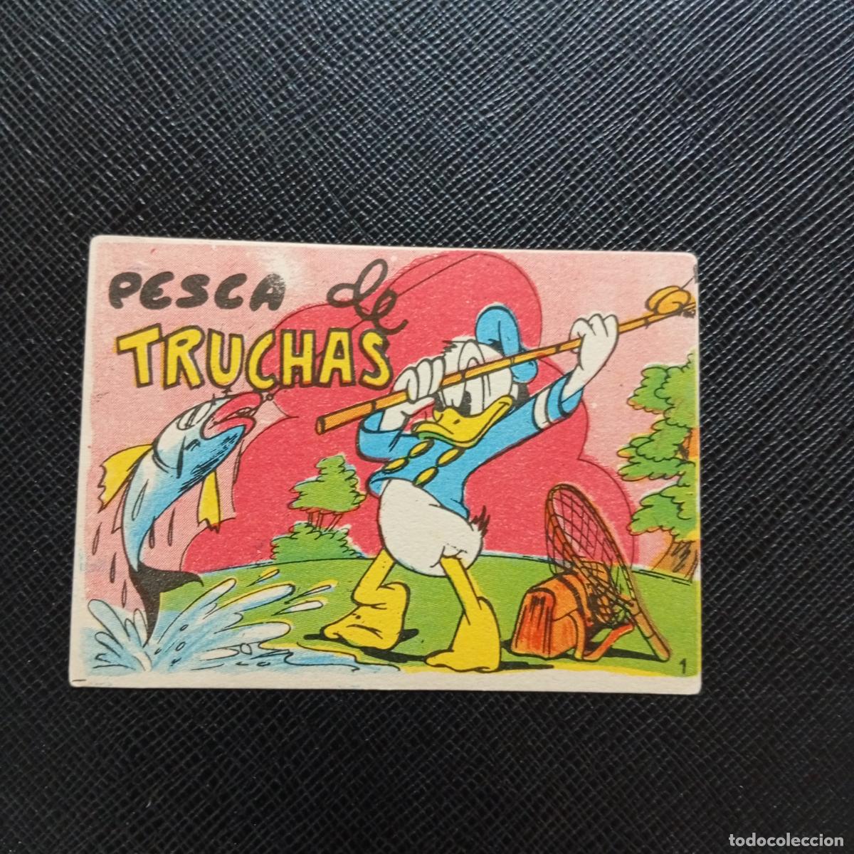 Coleccionismo cromos antiguos: 1 PESCA DE TRUCHAS CHOCOLATES LLOVERAS DISNEY 1948 CROMO - SIN PEGAR - A214 PG73
