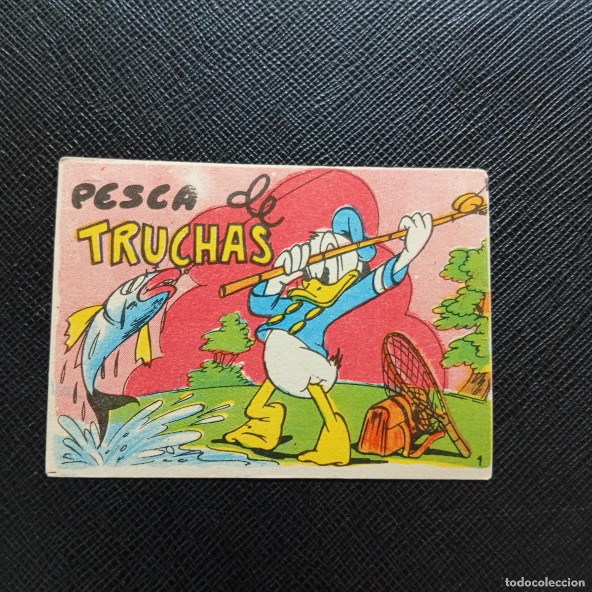 Coleccionismo cromos antiguos: 1 PESCA DE TRUCHAS CHOCOLATES LLOVERAS DISNEY 1948 CROMO - SIN PEGAR - A214 PG73 B