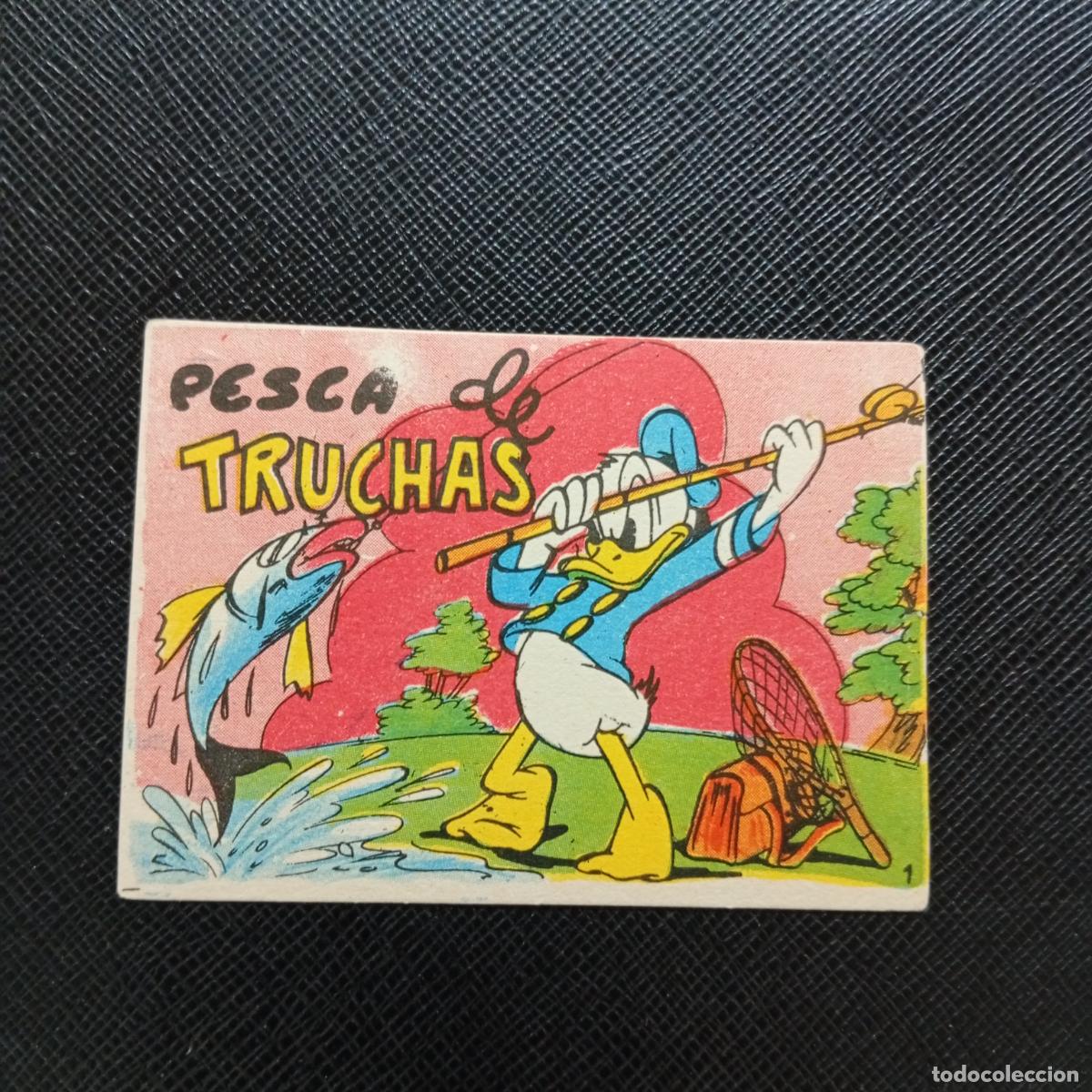 Coleccionismo cromos antiguos: 1 PESCA DE TRUCHAS CHOCOLATES LLOVERAS DISNEY 1948 CROMO - SIN PEGAR - A214 PG82