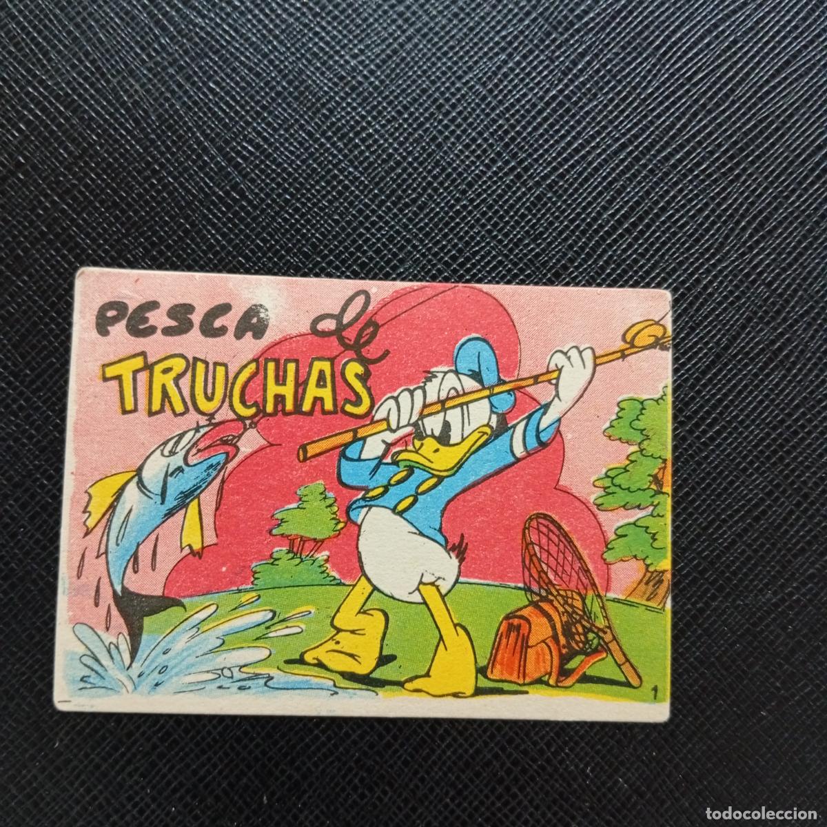Coleccionismo cromos antiguos: 1 PESCA DE TRUCHAS CHOCOLATES LLOVERAS DISNEY 1948 CROMO - SIN PEGAR - A214 PG82 B