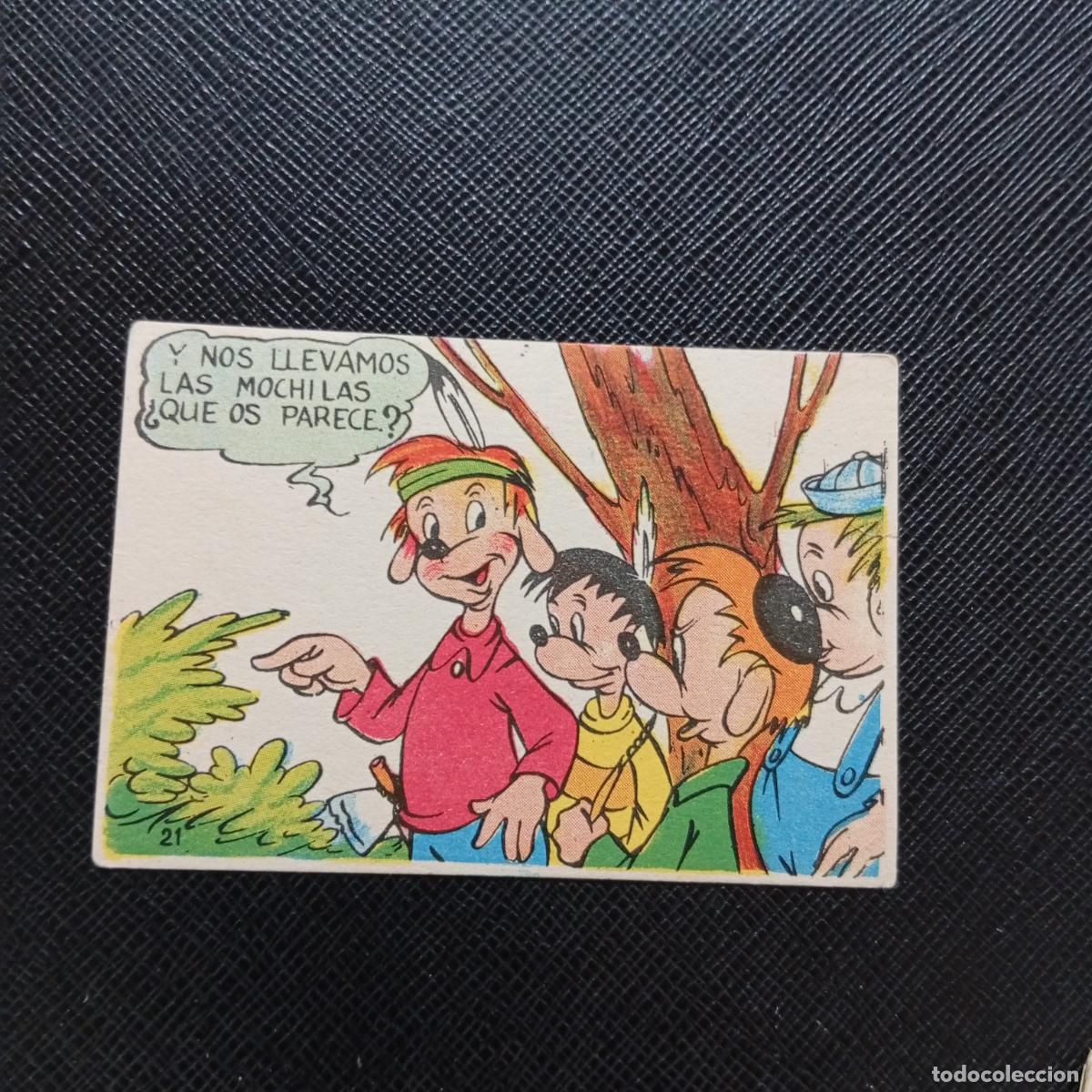 Coleccionismo cromos antiguos: 21 PESCA DE TRUCHAS CHOCOLATES LLOVERAS DISNEY 1948 CROMO - SIN PEGAR - A214 PG19