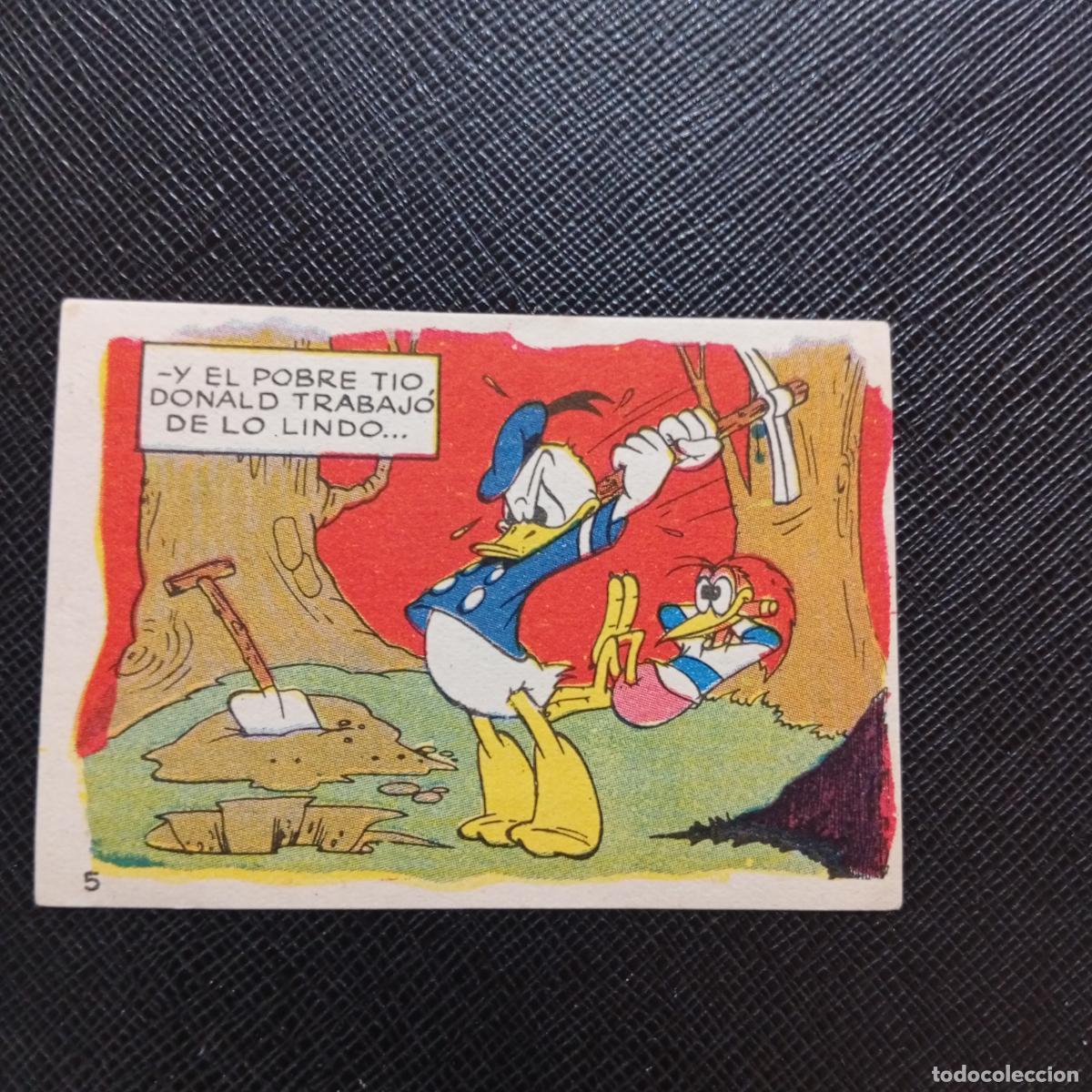 Collectable Antique Stickers: 5 LOS PATITOS INGENUOS CHOCOLATES LLOVERAS DISNEY 1948 CROMO - SIN PEGAR - A214 PG28