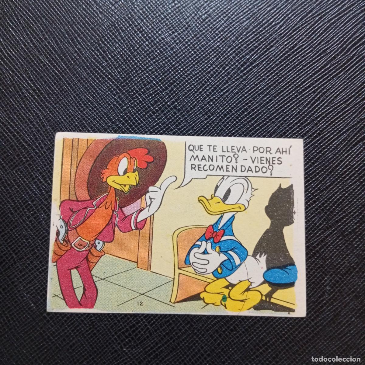 Collezionismo Figurine antiche: 12 EL PATO DONALD EN HOLLYWOOD CHOCOLATES LLOVERAS DISNEY 1948 CROMO - SIN PEGAR - A214 PG217