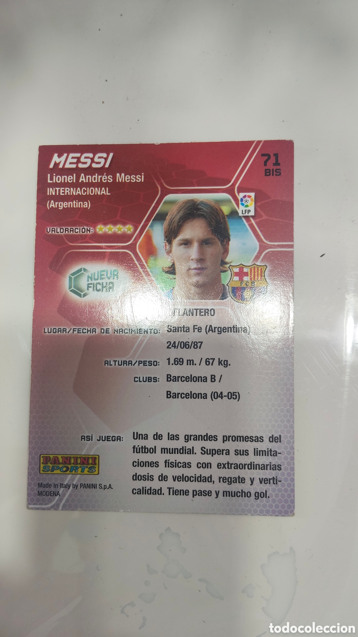 Coleccionismo cromos antiguos: Cromo messi leo 2005-2006 - Foto 2