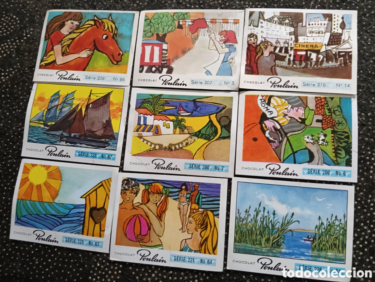 Coleccionismo cromos antiguos: Lote de 9 cromos CHOCOLAT POULAIN 1960-70 sin pegar