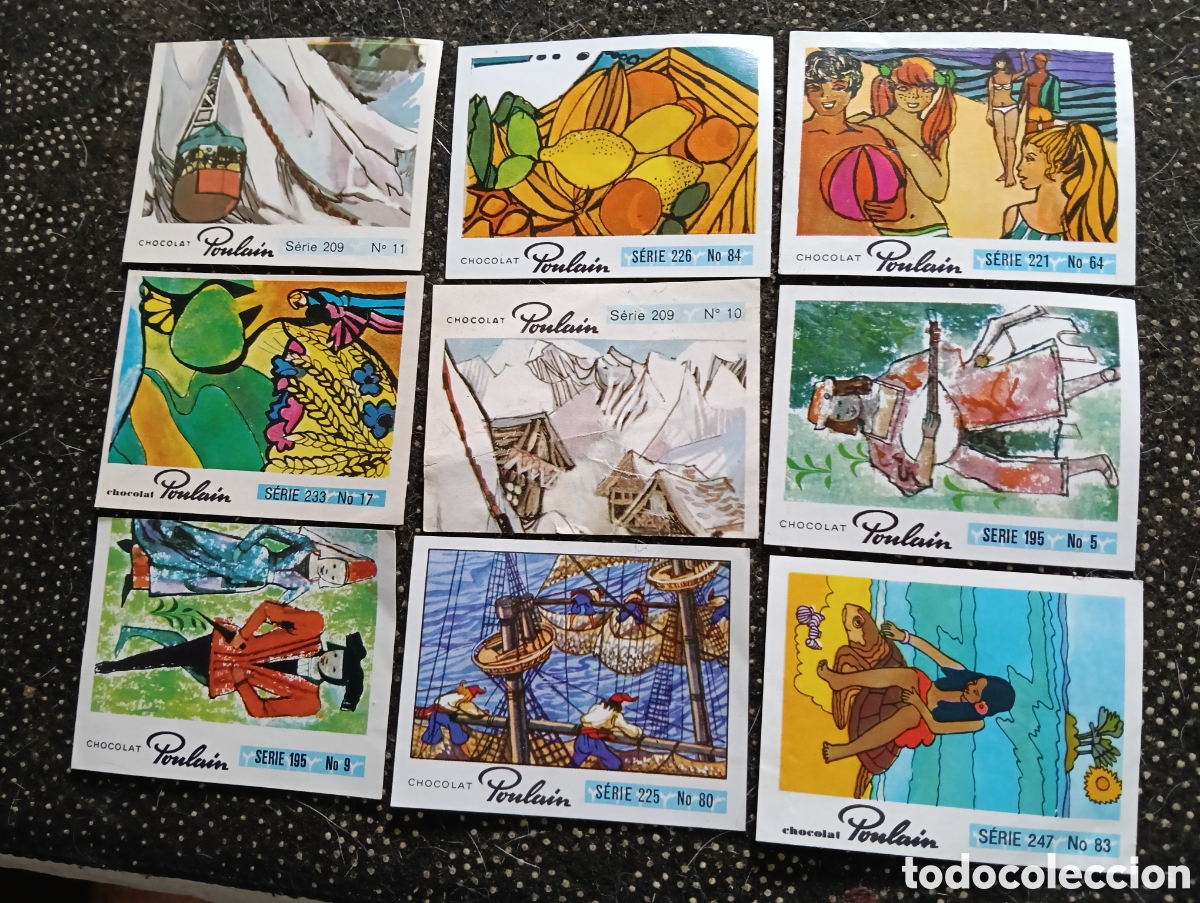 Coleccionismo cromos antiguos: Lote de 9 cromos CHOCOLAT POULAIN 1960-70 sin pegar