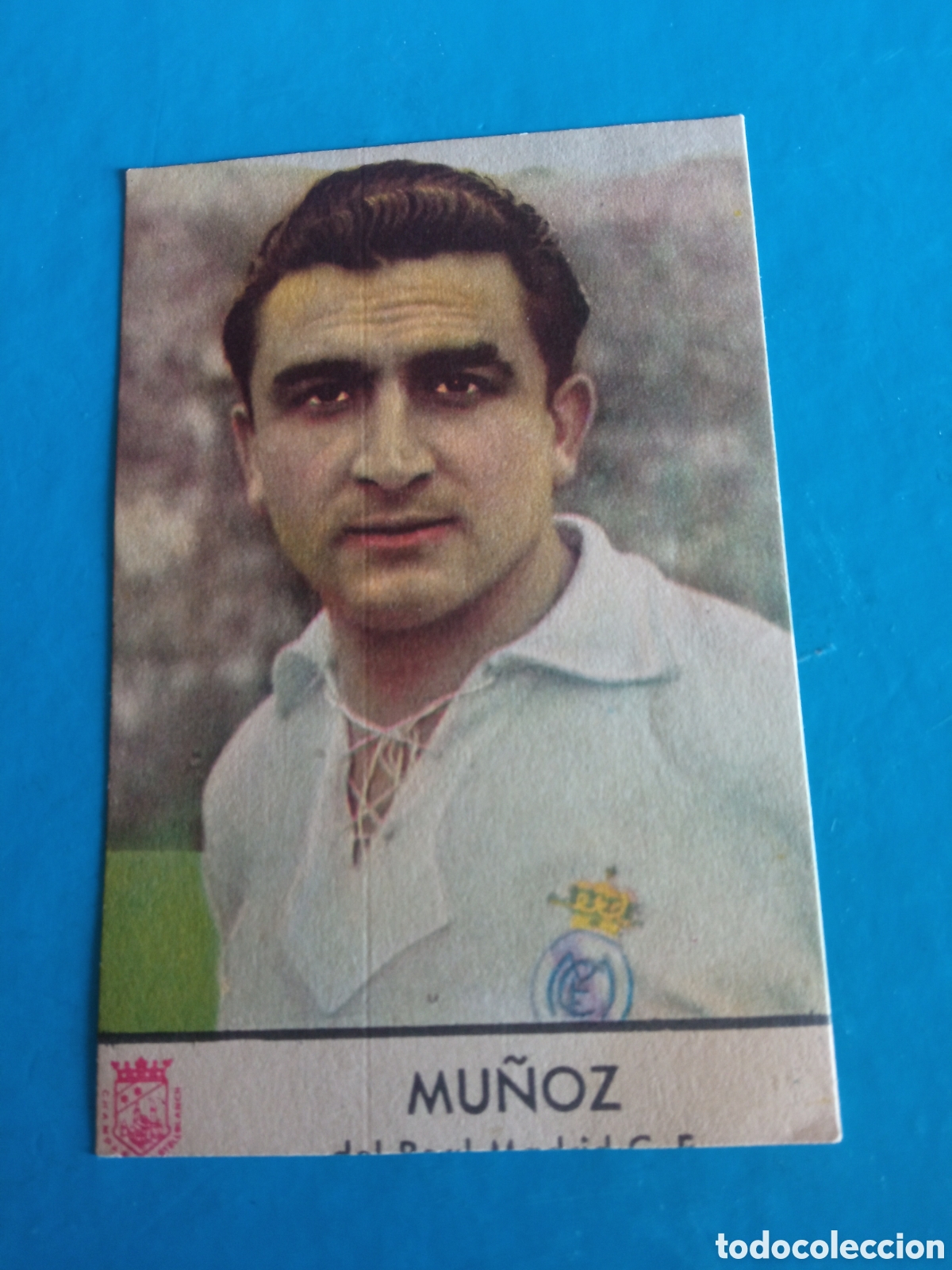 Coleccionismo cromos antiguos: Mu&ntilde;oz, del Real Madrid, cromo de 1953 de Castellblanch