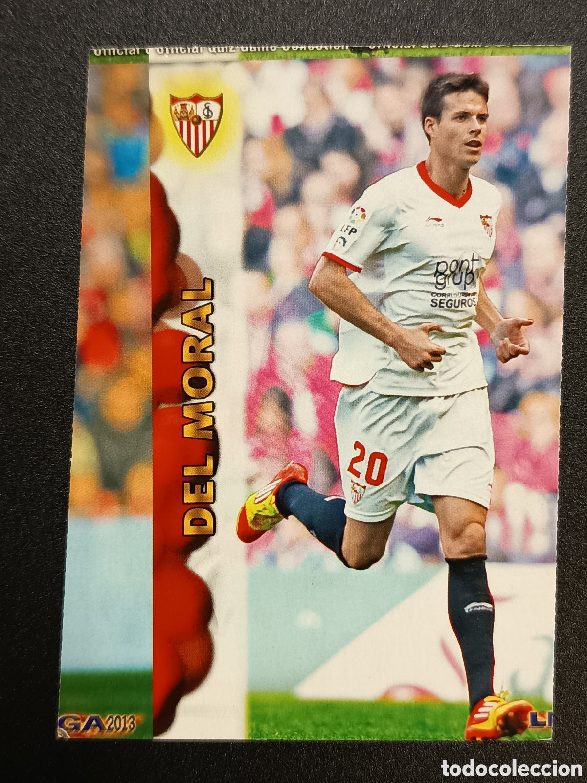 Coleccionismo cromos antiguos: ERROR CORTE 0233 233 DEL MORAL SEVILLA OFFICIAL QUIZ GAME COLLECTION 2012 2013 2012-13 MUNDICROMO