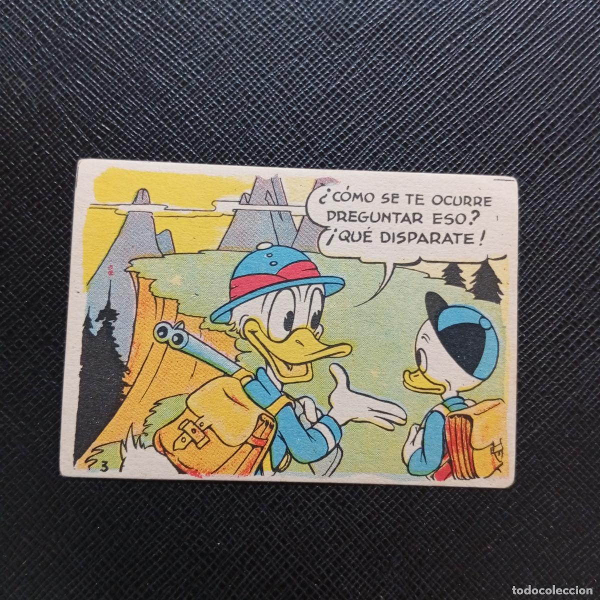 Coleccionismo cromos antiguos: 3 EL PATO DONALD VA DE CAZA CHOCOLATES LLOVERAS DISNEY 1948 CROMO - SIN PEGAR - A214 PG145