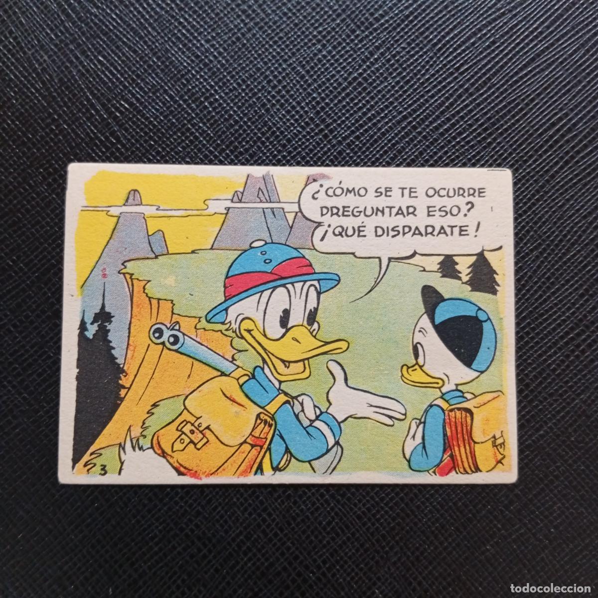 Coleccionismo cromos antiguos: 3 EL PATO DONALD VA DE CAZA CHOCOLATES LLOVERAS DISNEY 1948 CROMO - SIN PEGAR - A214 PG118