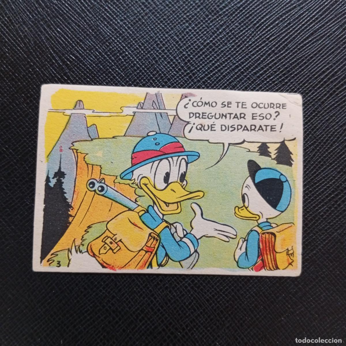 Coleccionismo cromos antiguos: 3 EL PATO DONALD VA DE CAZA CHOCOLATES LLOVERAS DISNEY 1948 CROMO - SIN PEGAR - A214 PG127
