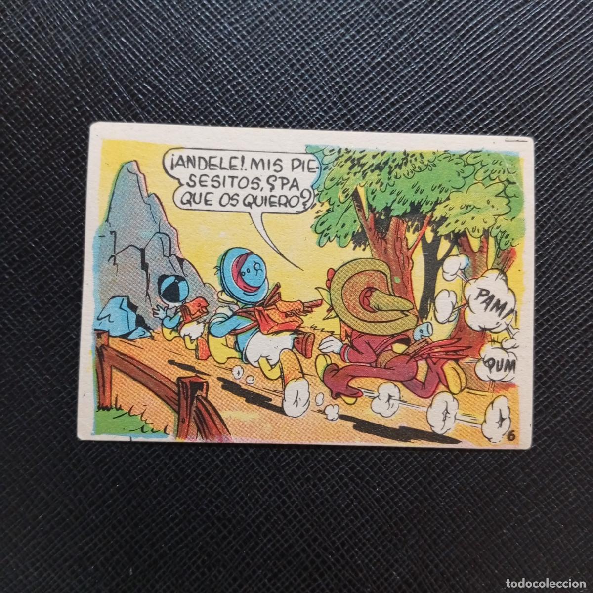 Coleccionismo cromos antiguos: 6 EL PATO DONALD VA DE CAZA CHOCOLATES LLOVERAS DISNEY 1948 CROMO - SIN PEGAR - A214 PG127