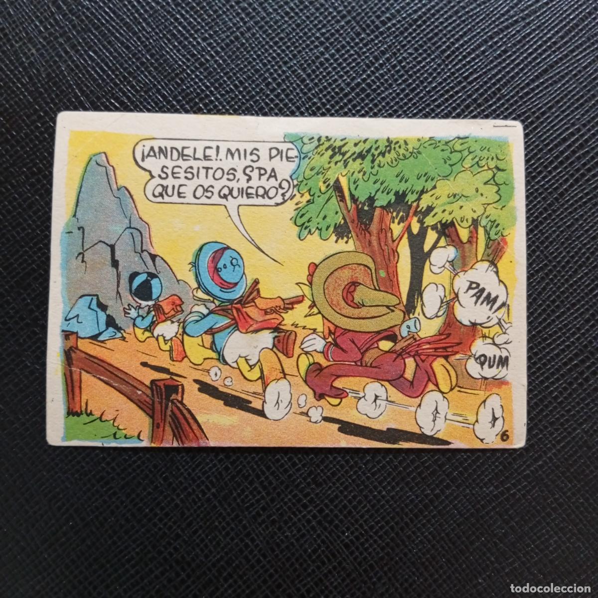 Coleccionismo cromos antiguos: 6 EL PATO DONALD VA DE CAZA CHOCOLATES LLOVERAS DISNEY 1948 CROMO - SIN PEGAR - A214 PG136