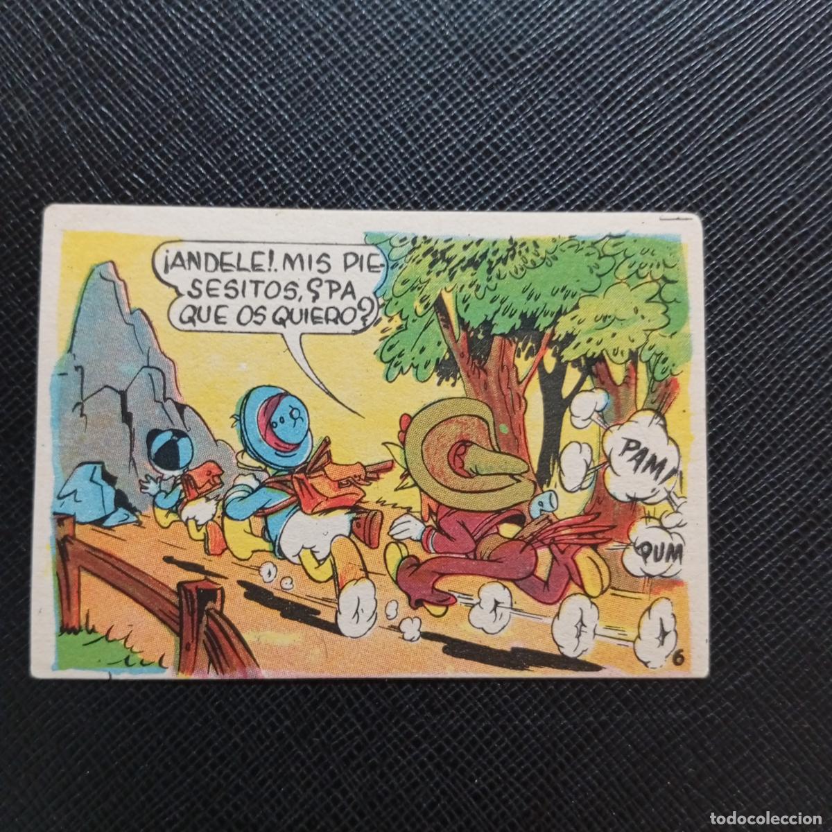 Coleccionismo cromos antiguos: 6 EL PATO DONALD VA DE CAZA CHOCOLATES LLOVERAS DISNEY 1948 CROMO - SIN PEGAR - A214 PG136 B
