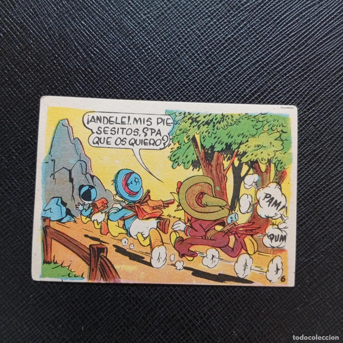 Coleccionismo cromos antiguos: 6 EL PATO DONALD VA DE CAZA CHOCOLATES LLOVERAS DISNEY 1948 CROMO - SIN PEGAR - A214 PG145