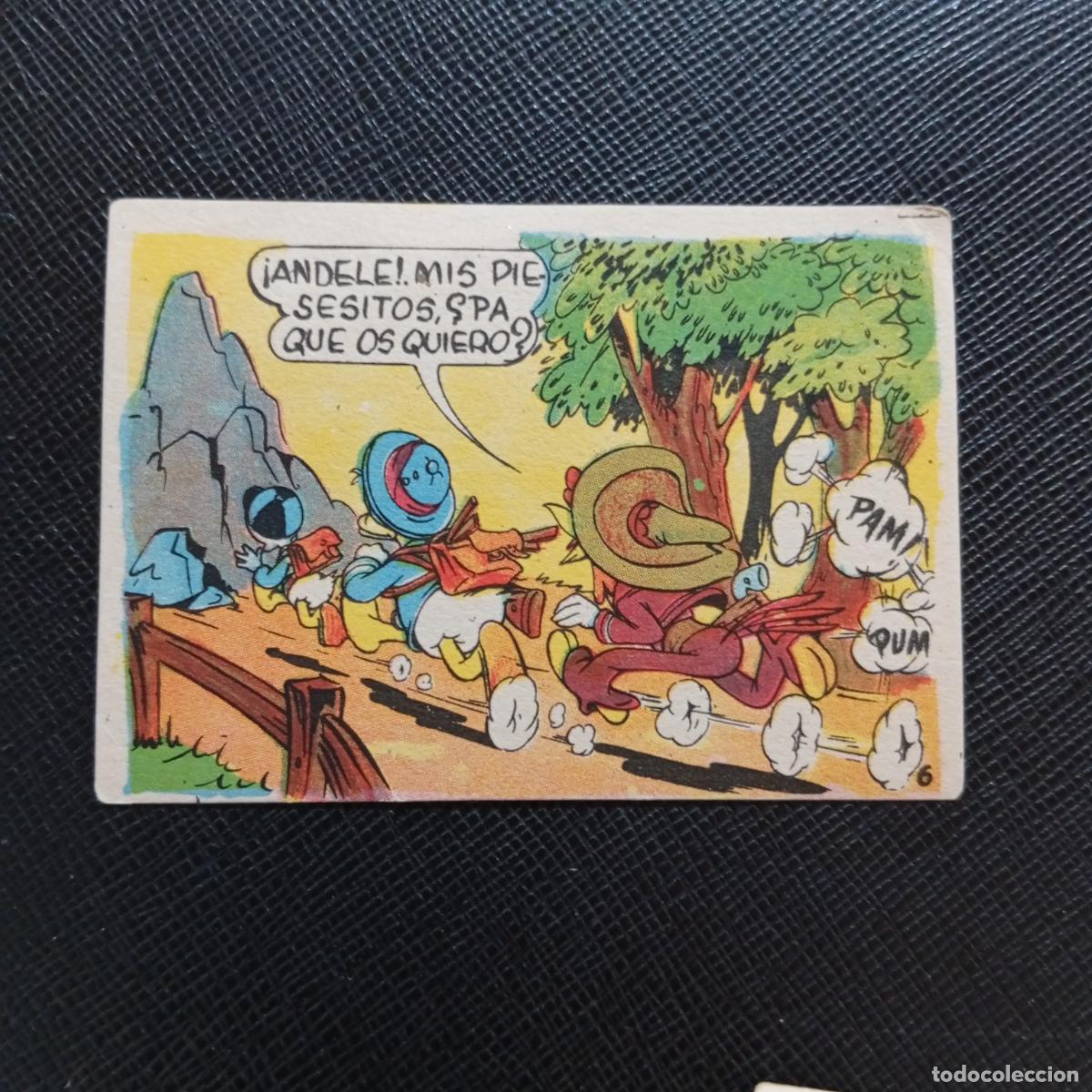Coleccionismo cromos antiguos: 6 EL PATO DONALD VA DE CAZA CHOCOLATES LLOVERAS DISNEY 1948 CROMO - SIN PEGAR - A214 PG154