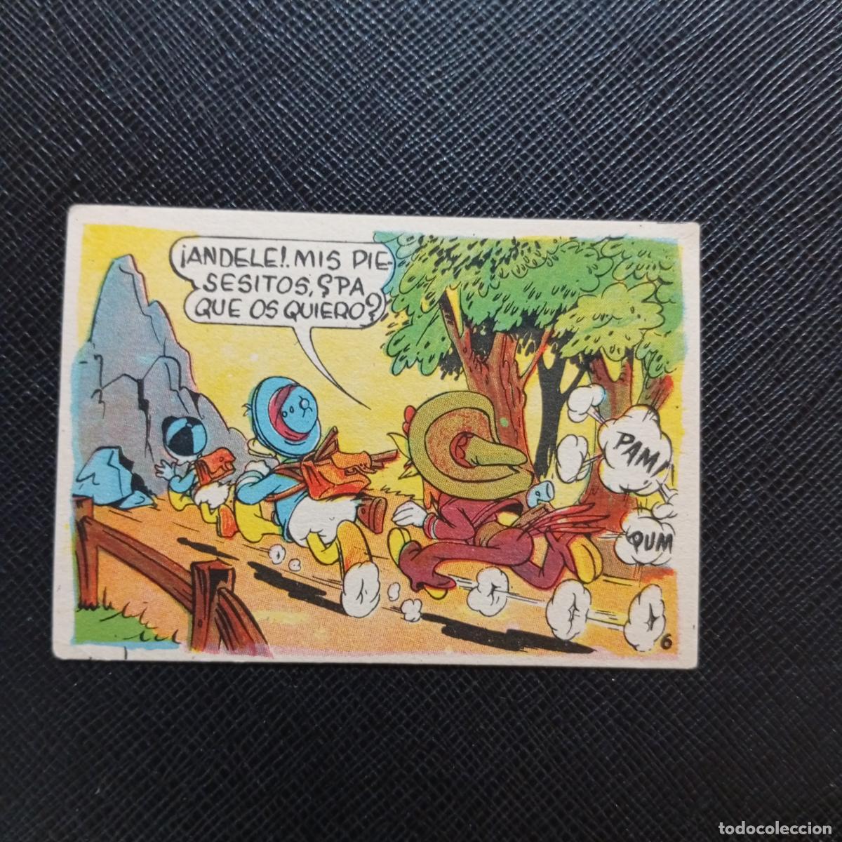 Coleccionismo cromos antiguos: 6 EL PATO DONALD VA DE CAZA CHOCOLATES LLOVERAS DISNEY 1948 CROMO - SIN PEGAR - A214 PG154 B
