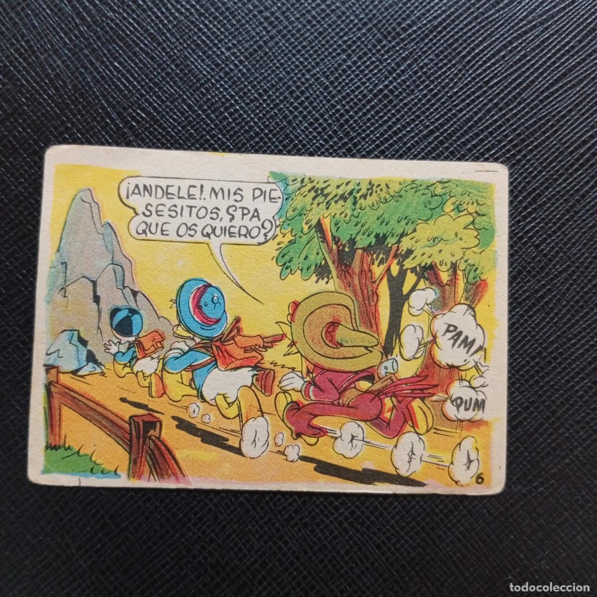 Coleccionismo cromos antiguos: 6 EL PATO DONALD VA DE CAZA CHOCOLATES LLOVERAS DISNEY 1948 CROMO - SIN PEGAR - A214 PG181