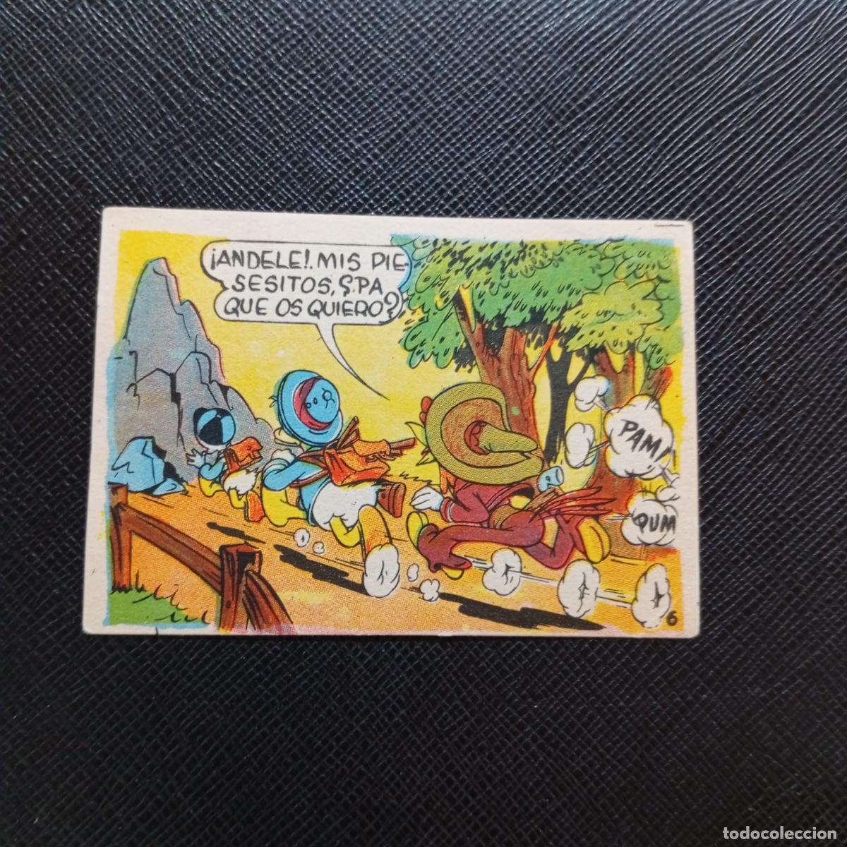 Coleccionismo cromos antiguos: 6 EL PATO DONALD VA DE CAZA CHOCOLATES LLOVERAS DISNEY 1948 CROMO - SIN PEGAR - A214 PG181 B